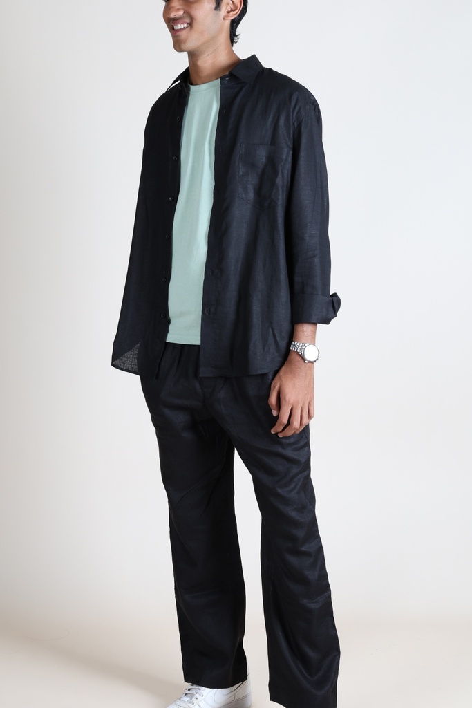 Unisex Pure Linen Full-Sleeve Shirt