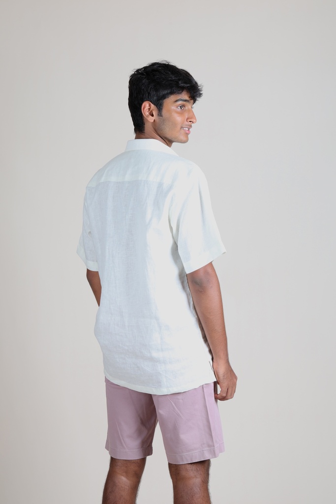 Unisex Pure Linen Half-Sleeve Shirt